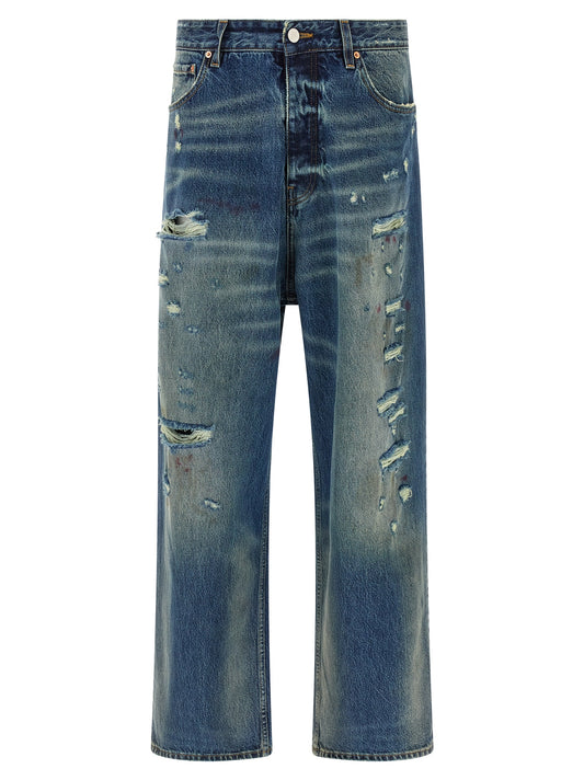Vetements Blue Distressed Baggy Jeans