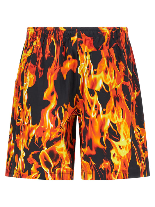 Vetements Black & Orange Fire Bermuda Shorts