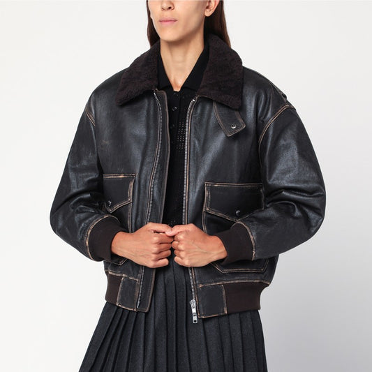Dunst Brown vintage-effect bomber jacket
