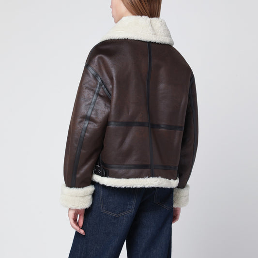 Dunst Brown faux-leather shearling-effect coat