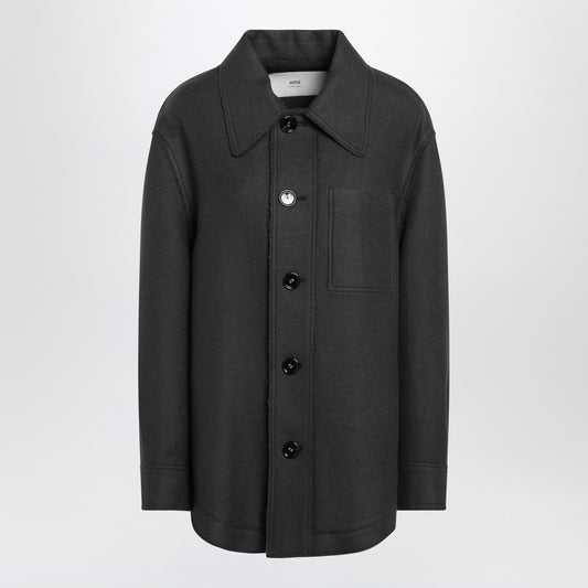 Ami Paris Anthracite grey wool shirt with pockets