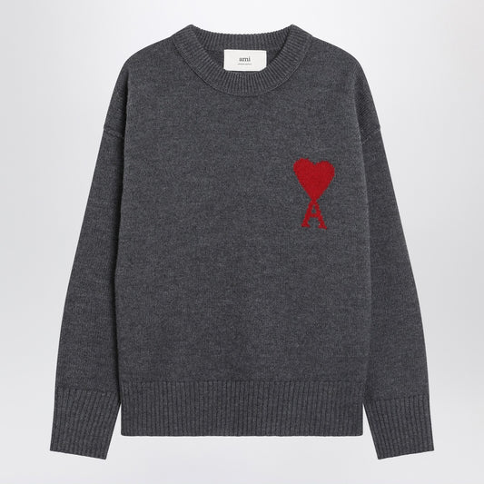 Ami Paris Grey Ami De Coeur wool sweater