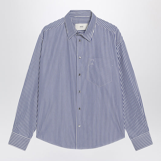 Ami Paris Ami De Coeur striped shirt in white and blue
