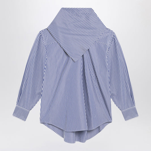Ami Paris Blue striped poplin shirt with scarf