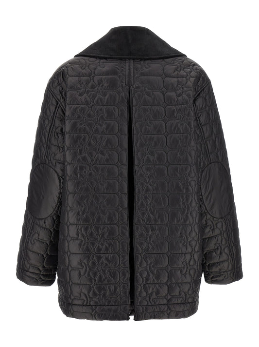 Ganni Black Shiny Quilt Midi Jacket