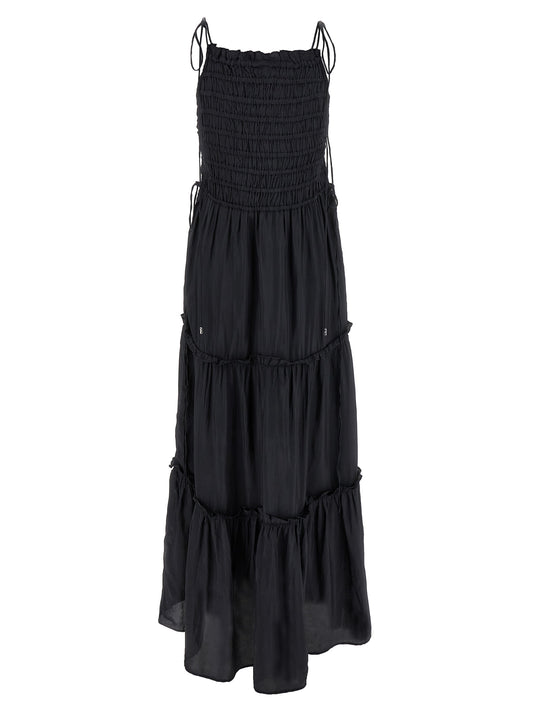 Ganni Black Smock Tie Dress