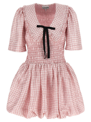 Ganni Pink Check Dress