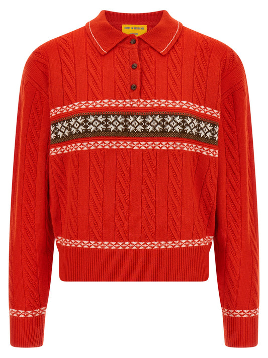 Guest In Residence Cable Collegiate Polo Sweater