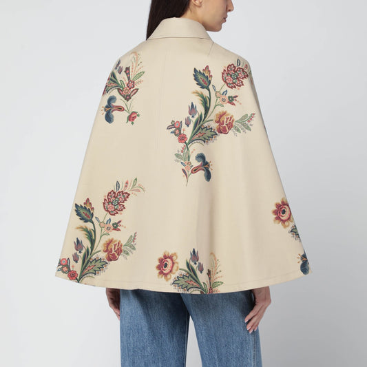 ETRO Beige trench-cape with floral print