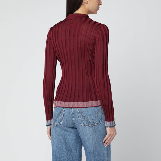 ETRO Ribbed burgundy polo