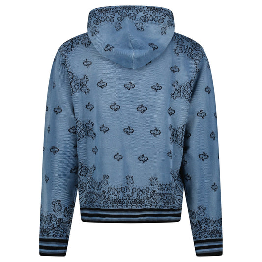 Amiri Bandana Knitted Basketball Hoodie in Blue