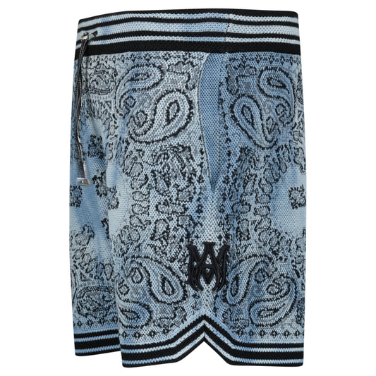 Amiri Bandana Knitted Basketball Shorts in Blue