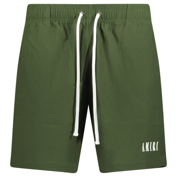 Amiri Core Logo Drawstring Swim Shorts Olive Green