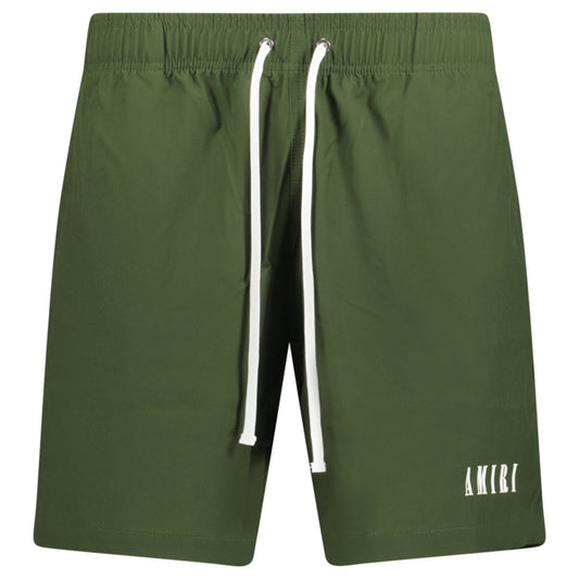 Amiri Core Logo Drawstring Swim Shorts Olive Green