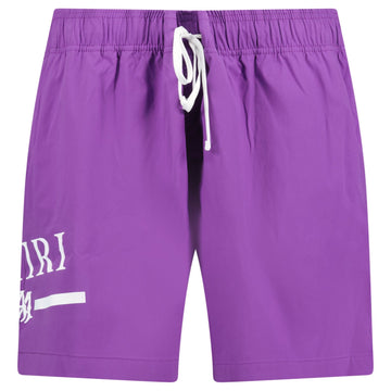 Amiri Ma Bar White Logo Drawstring Swim Shorts Purple