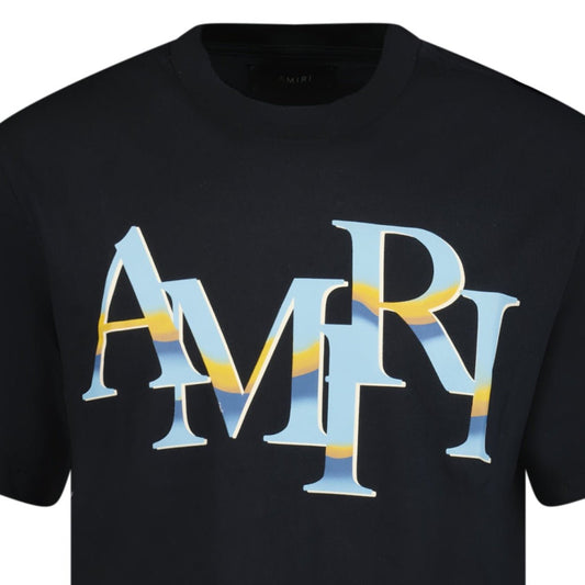 Amiri Staggered Chrome Print T-Shirt Black