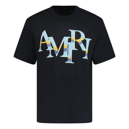Amiri Staggered Chrome Print T-Shirt Black