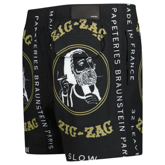 Amiri Zig Zag Drawstring Swim Shorts Black