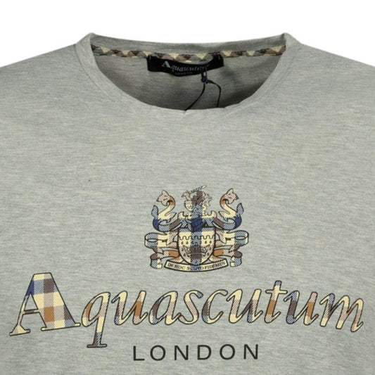 Aquascutum Chest Check Logo T-Shirt Grey