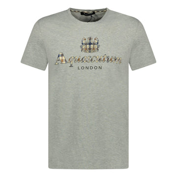 Aquascutum Chest Check Logo T-Shirt Grey
