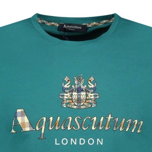 Aquascutum Chest Check Logo T-Shirt Teal