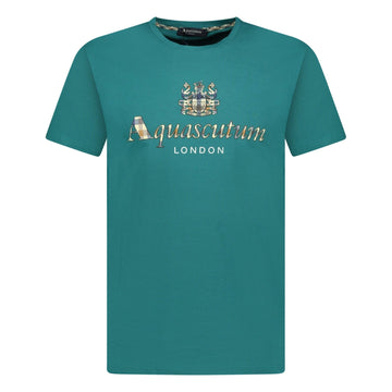 Aquascutum Chest Check Logo T-Shirt Teal