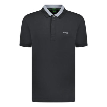 Hugo Boss Stretch-Cotton Polo Shirt With 3D-Stripe Collar Black