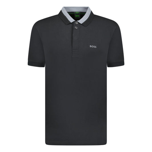 Hugo Boss Stretch-Cotton Polo Shirt With 3D-Stripe Collar Black