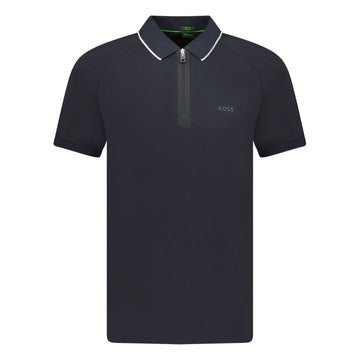 Hugo Boss Stretch Slim-Fit Polo Shirt Zip Placket Black