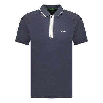 Hugo Boss Stretch Slim-Fit Polo Shirt Zip Placket Navy
