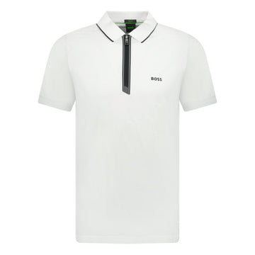 Hugo Boss Stretch Slim-Fit Polo Shirt Zip Placket White