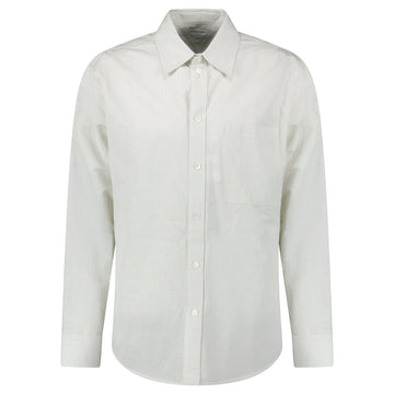 Bottega Veneta Cotton Linen Check Shirt in Brown/Bay Leaf