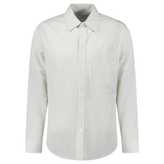 Bottega Veneta Cotton Linen Check Shirt in Brown/Bay Leaf