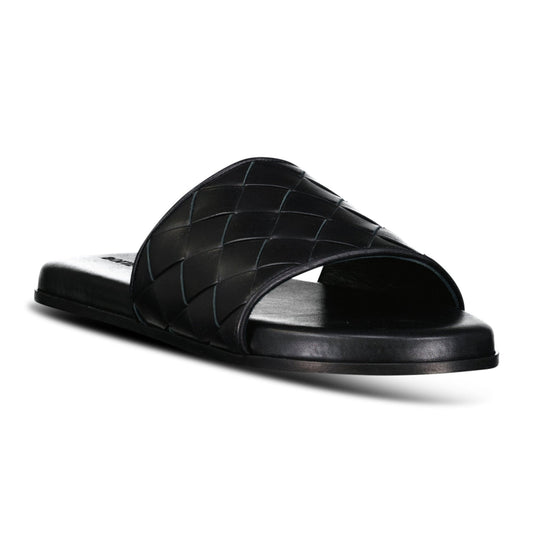 Bottega Veneta Leather Slides in Black