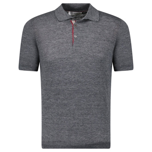 Brunello Cucinelli 3 Button Polo-Shirt Grey