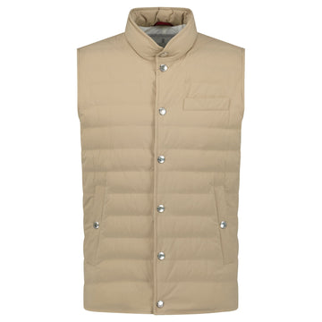 Brunello Cucinelli Button-Up Down Gilet Beige