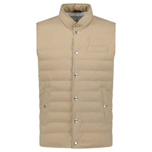 Brunello Cucinelli Button-Up Down Gilet Beige