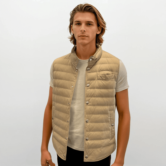 Brunello Cucinelli Button-Up Down Gilet Beige