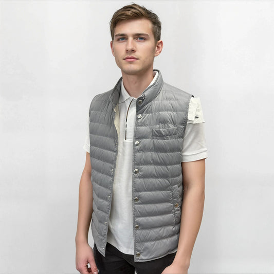 Brunello Cucinelli Button-Up Down Gilet Grey