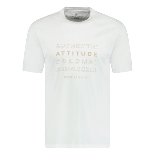 Brunello Cucinelli Crew Neck 'Attitude' T-Shirt White & Beige