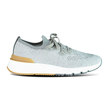 Brunello Cucinelli Knitted Lace Up Trainers Grey