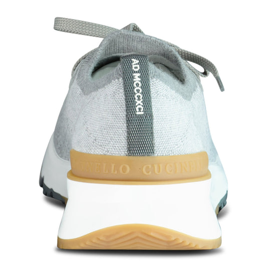 Brunello Cucinelli Knitted Lace Up Trainers Grey