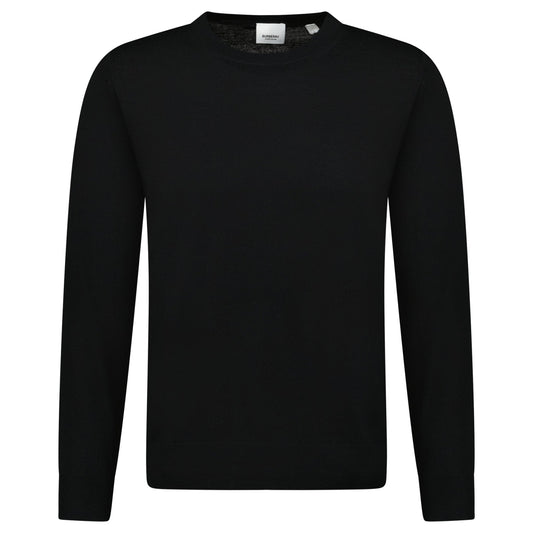 Burberry 'Bempton' Embroidery Check Elbow Wool Jumper Black