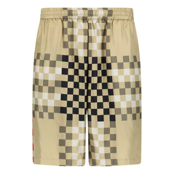 Burberry 'Bradeston' Silk Pixel Check Shorts Brown