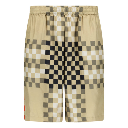 Burberry 'Bradeston' Silk Pixel Check Shorts Brown
