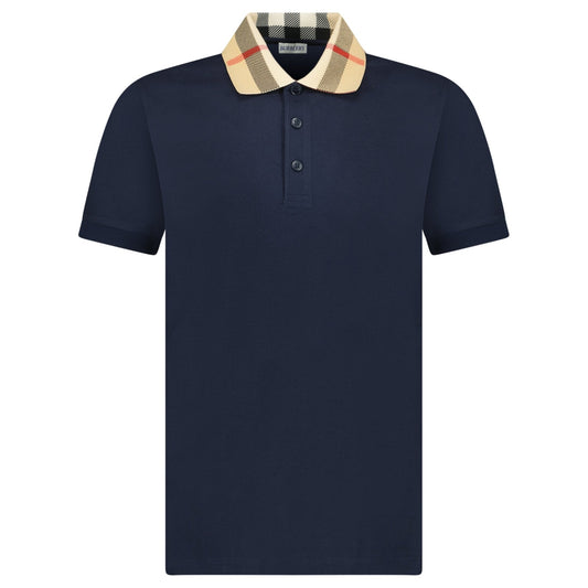 Burberry 'Cody' Check Short Sleeve Polo Shirt in Smoked Navy