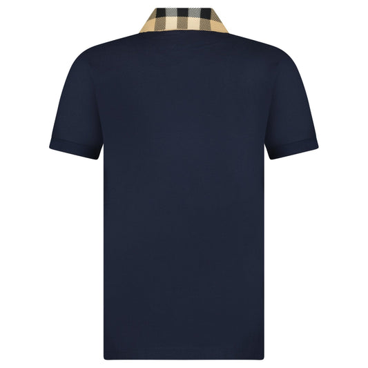 Burberry 'Cody' Check Short Sleeve Polo Shirt in Smoked Navy