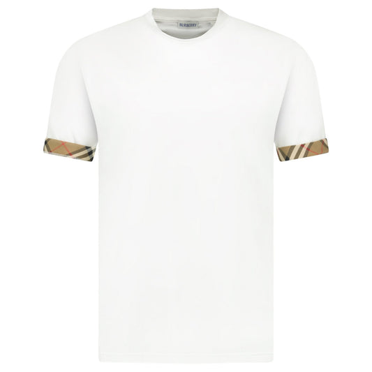 Burberry 'Ellison' Organic Cotton Check Sleeve White