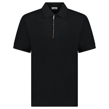 Burberry 'Hartford' Check Placket Zip Polo Black