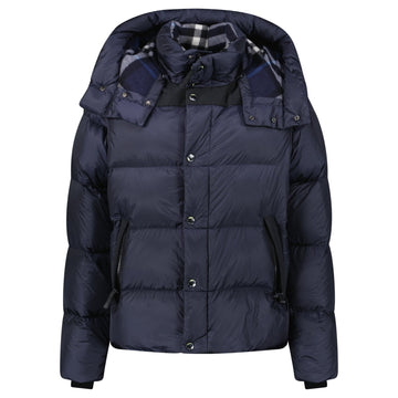 Burberry 'Leeds' Detachable Sleeve Hooded Down Jacket Navy
